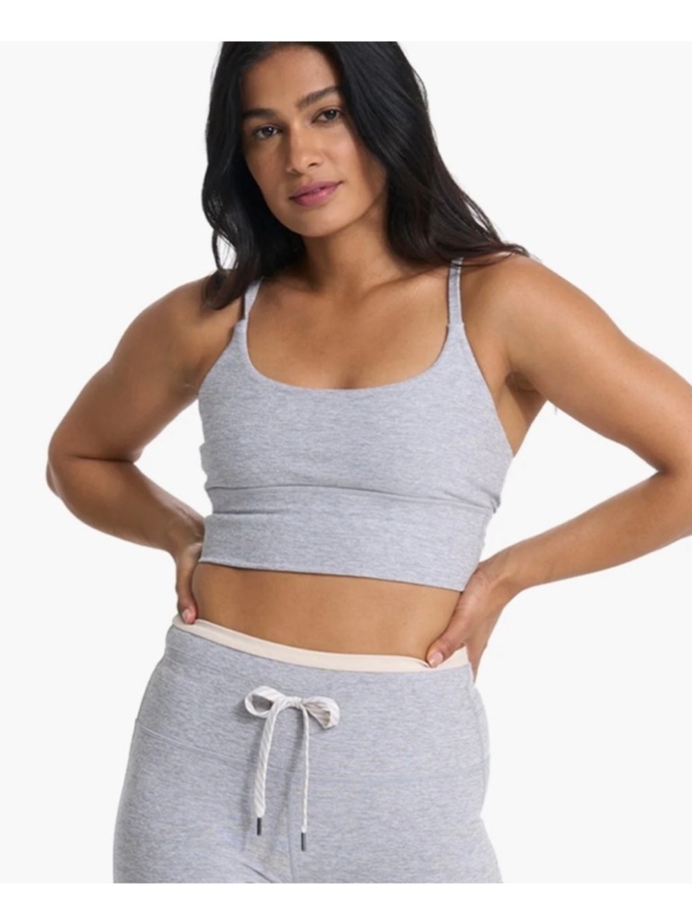 NEW VUORI Long Line Elevation Bra - Light Heather Gray Size M